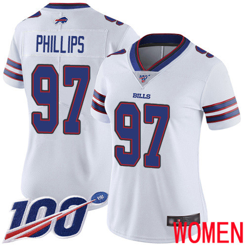 Women Buffalo Bills #97 Jordan Phillips White Vapor Untouchable Limited Player 100th Season NFL Jersey->youth nfl jersey->Youth Jersey